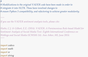 Documentation from NLTK library "Vader"